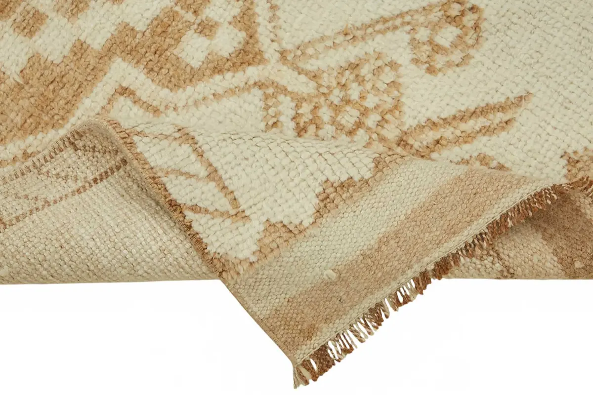 Herki Eskitme Bej Pamuk Üzerine Yün El Dokuma Halı-091x326 - Görsel 6
