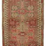 Herki Eskitme Kırmızı Pamuk Üzerine Yün El Dokuma Halı-088x438