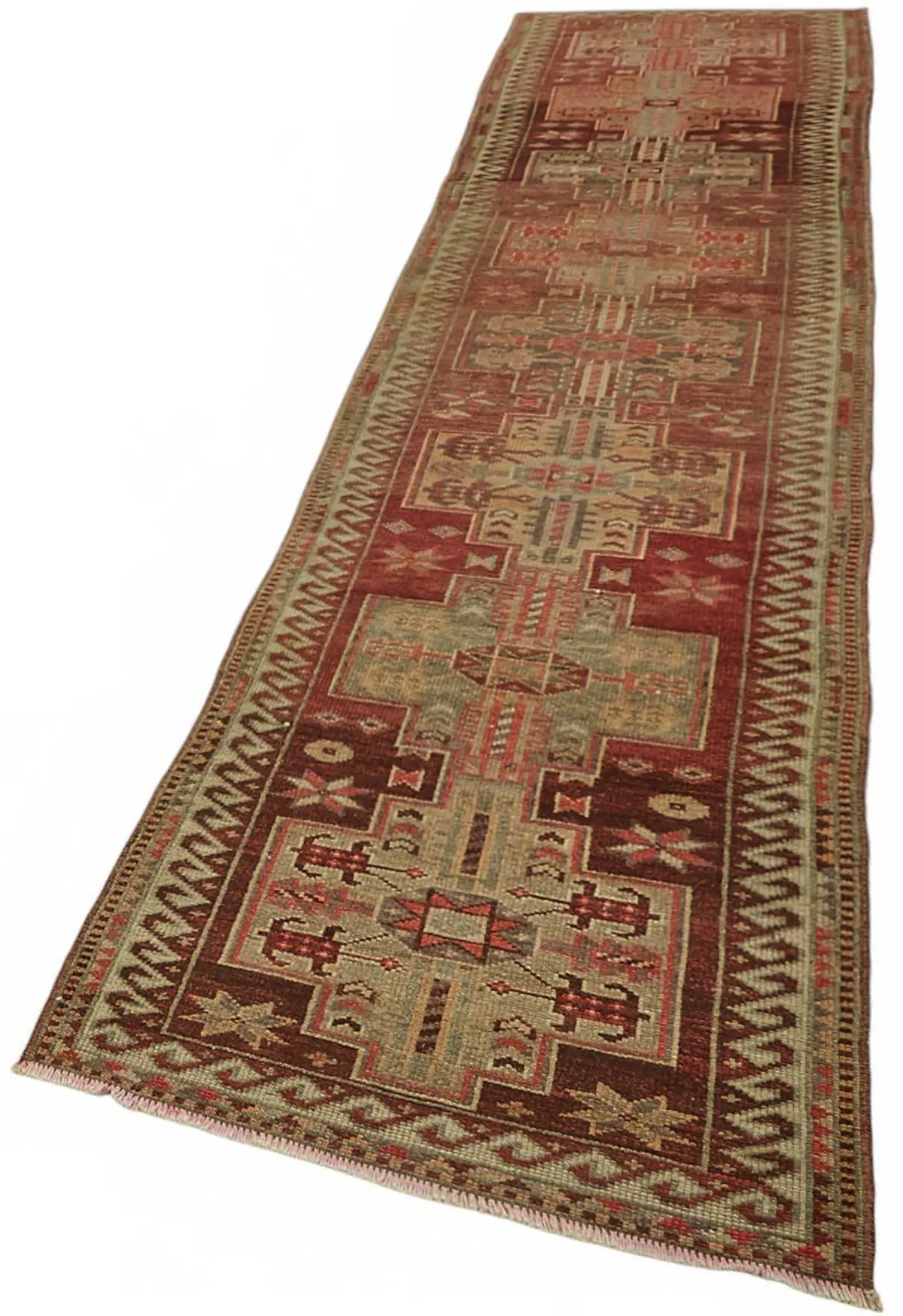 Herki Eskitme Kırmızı Pamuk Üzerine Yün El Dokuma Halı-088x438 - Görsel 3