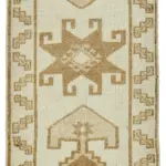 Herki Eskitme Bej Pamuk Üzerine Yün El Dokuma Halı-097x360