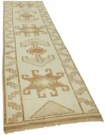 Herki Eskitme Bej Pamuk Üzerine Yün El Dokuma Halı-097x360 - Görsel 2