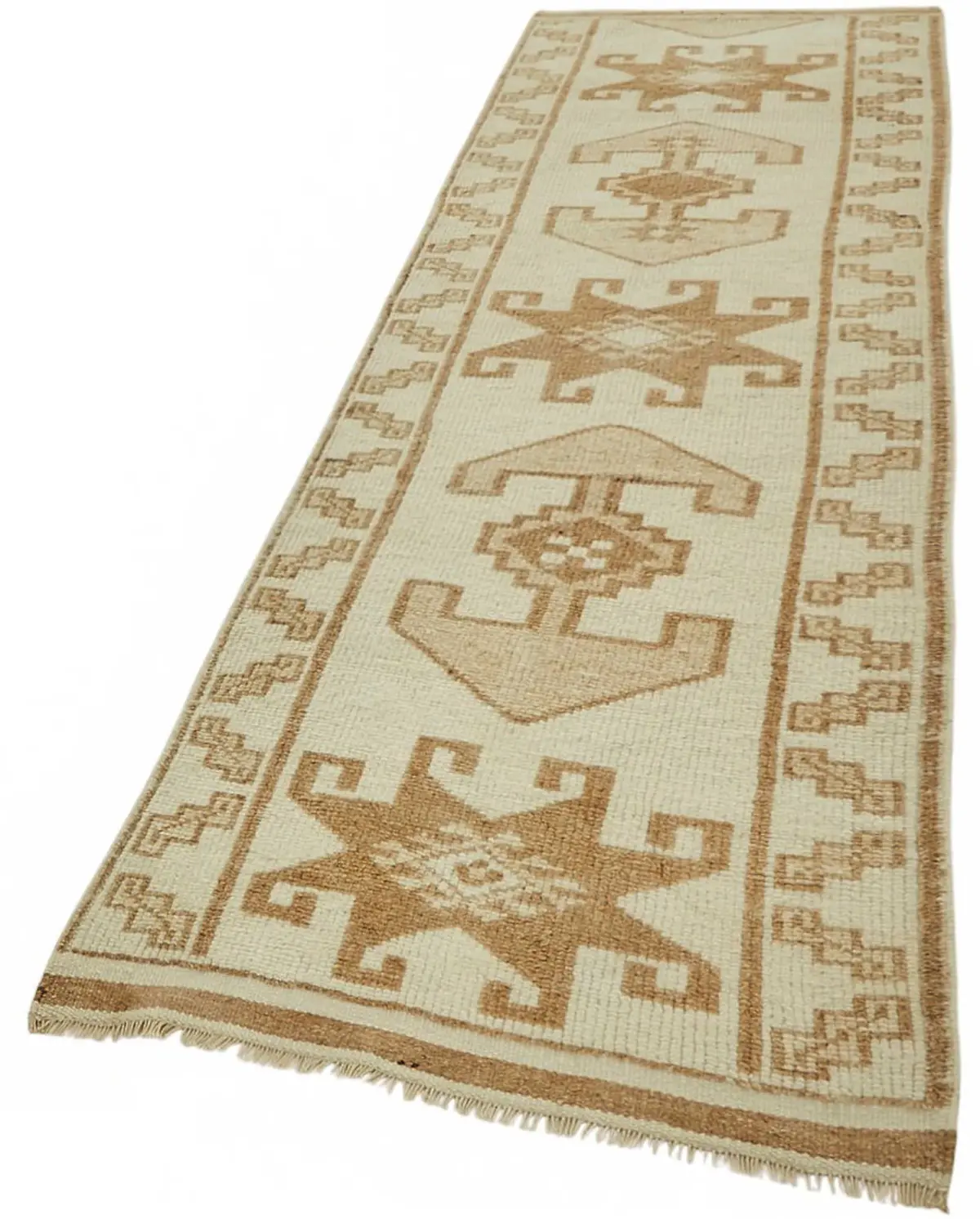 Herki Eskitme Bej Pamuk Üzerine Yün El Dokuma Halı-097x360 - Görsel 3