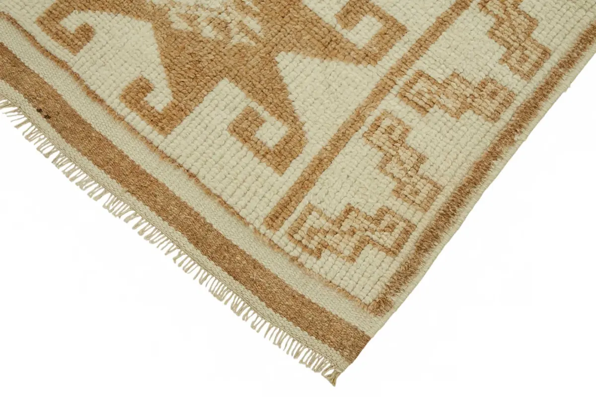 Herki Eskitme Bej Pamuk Üzerine Yün El Dokuma Halı-097x360 - Görsel 4