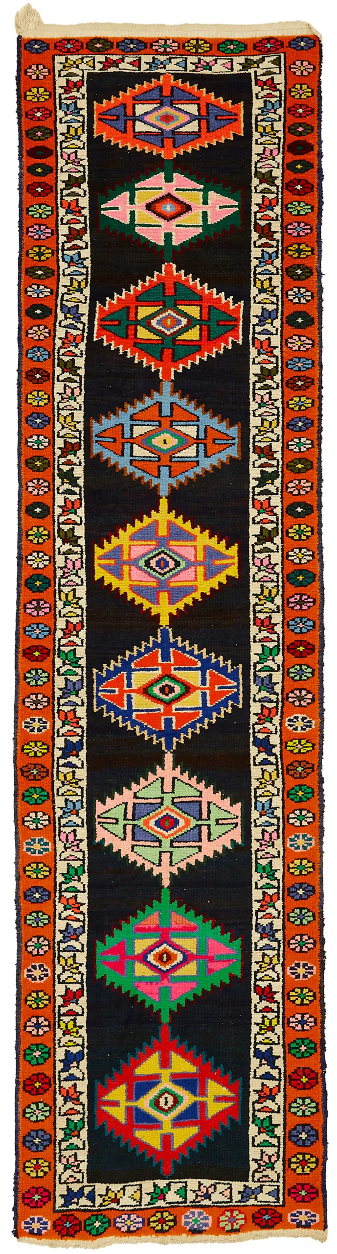 Rc_48172_0_Multicolor_Oriental_Runner_Rugs Herki Eskitme Multi Pamuk Üzerine Yün El Dokuma Halı-083x326 - Görsel 1