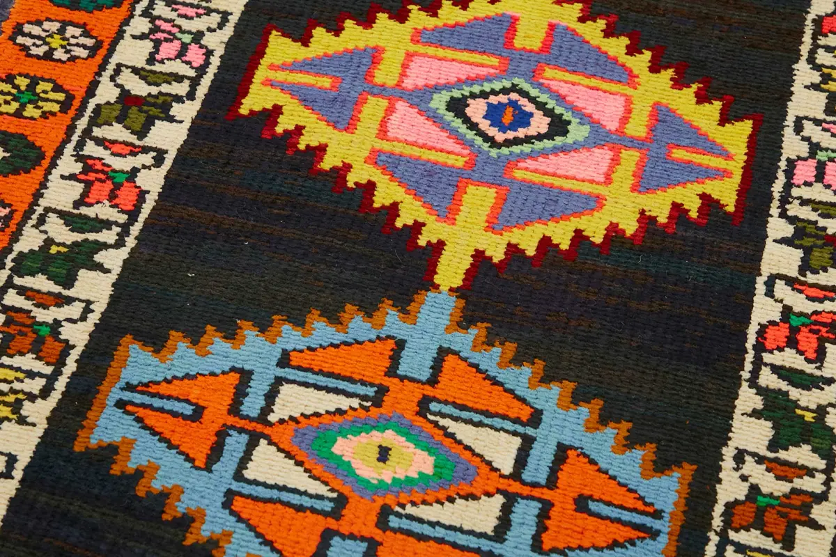 Herki Eskitme Multi Pamuk Üzerine Yün El Dokuma Halı-083x326 - Görsel 5