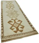 Herki Eskitme Bej Pamuk Üzerine Yün El Dokuma Halı-110x308 - Görsel 2