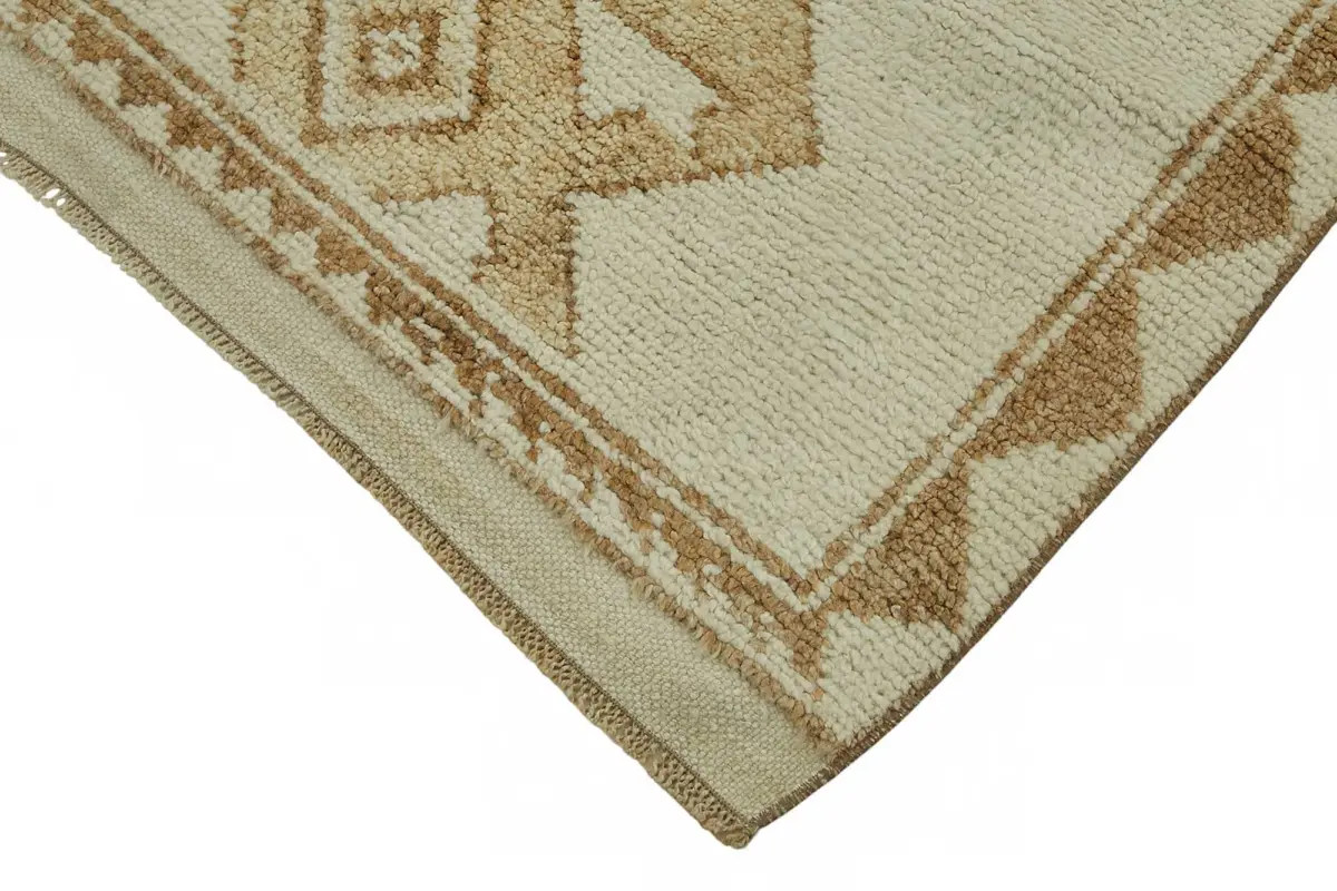 Herki Eskitme Bej Pamuk Üzerine Yün El Dokuma Halı-110x308 - Görsel 4