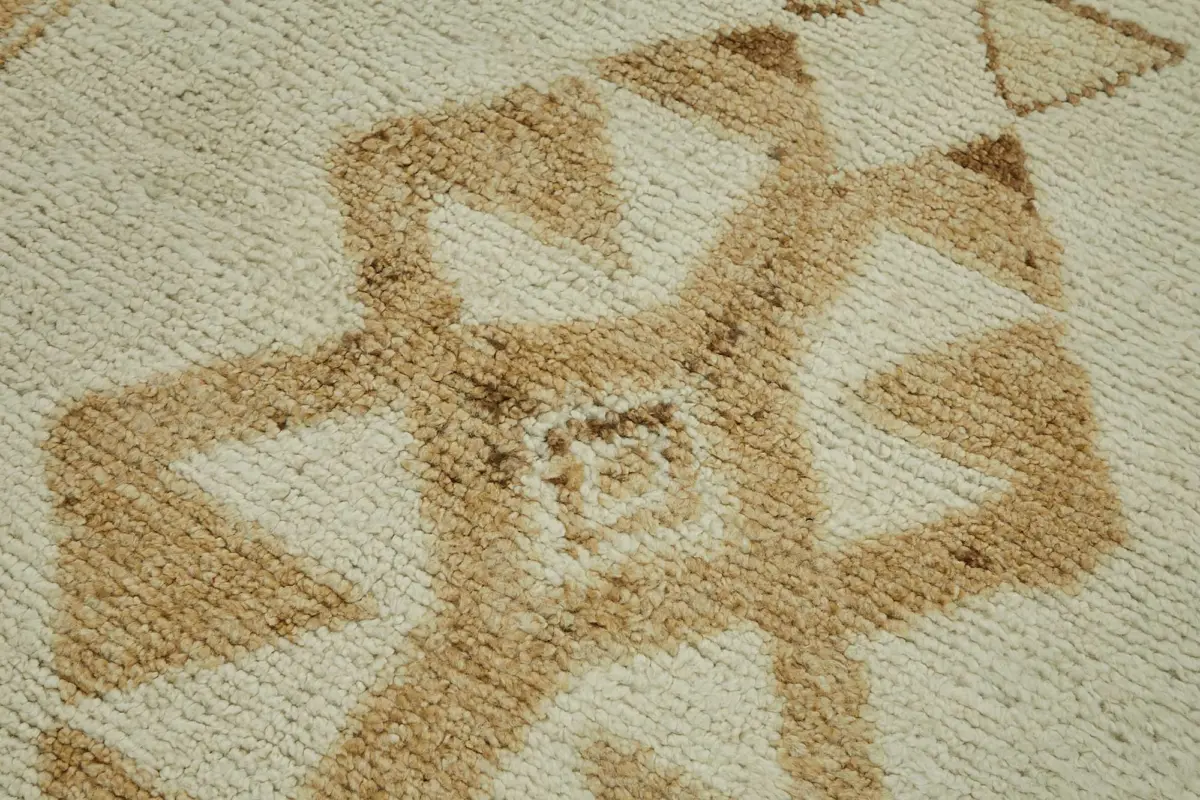 Herki Eskitme Bej Pamuk Üzerine Yün El Dokuma Halı-110x308 - Görsel 5