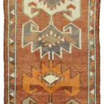 Herki Eskitme Kırmızı Pamuk Üzerine Yün El Dokuma Halı-092x340