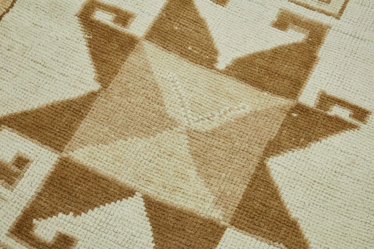 Herki Eskitme Bej Pamuk Üzerine Yün El Dokuma Halı-105x315 - Görsel 5