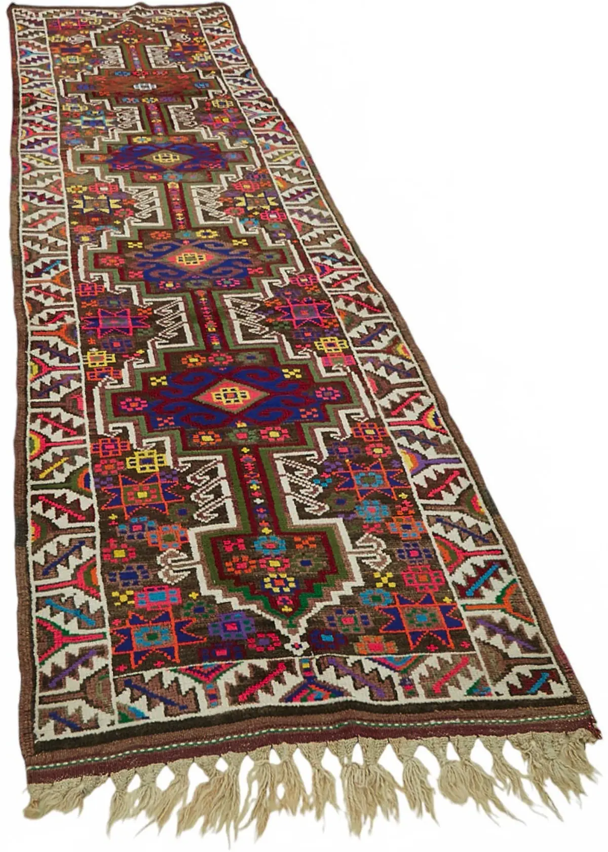 Herki Eskitme Multi Pamuk Üzerine Yün El Dokuma Halı-092x366 - Görsel 2