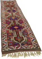 Herki Eskitme Multi Pamuk Üzerine Yün El Dokuma Halı-092x366 - Görsel 2