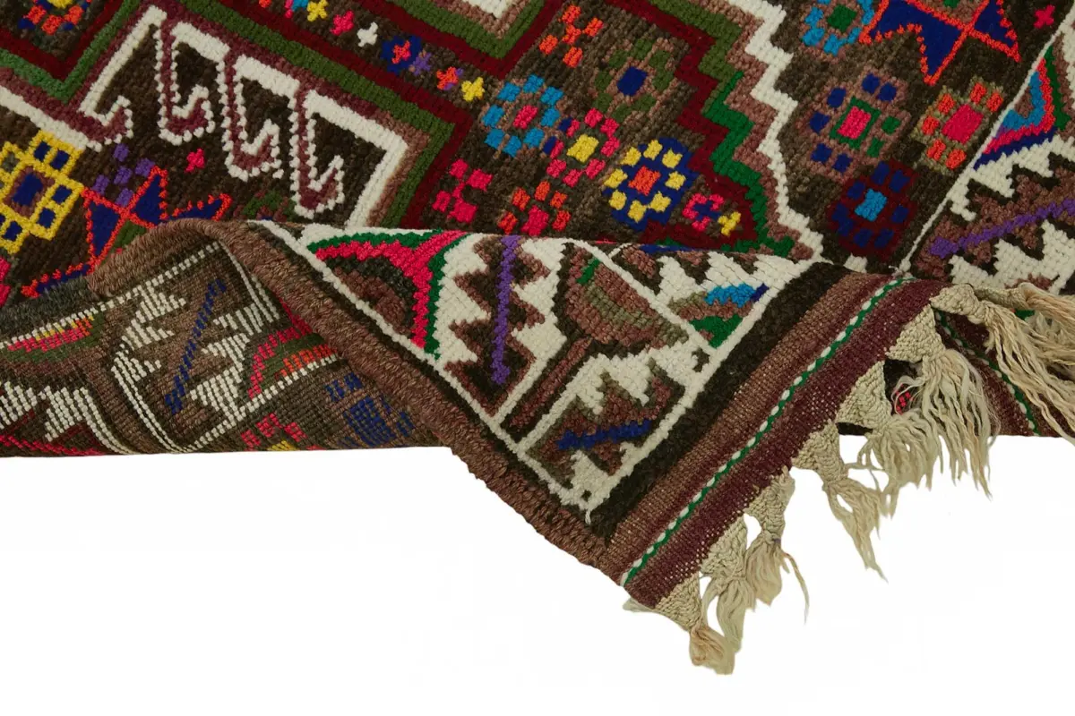 Herki Eskitme Multi Pamuk Üzerine Yün El Dokuma Halı-092x366 - Görsel 6