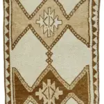 Herki Eskitme Bej Pamuk Üzerine Yün El Dokuma Halı-100x340