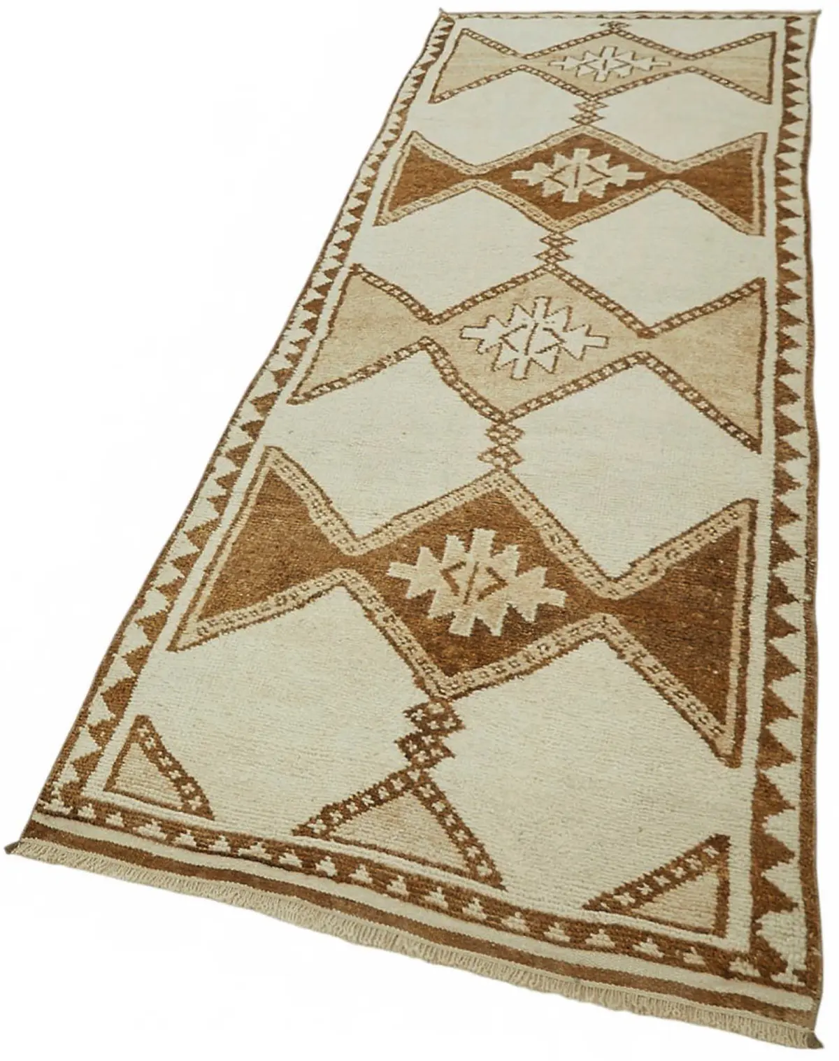 Herki Eskitme Bej Pamuk Üzerine Yün El Dokuma Halı-100x340 - Görsel 3