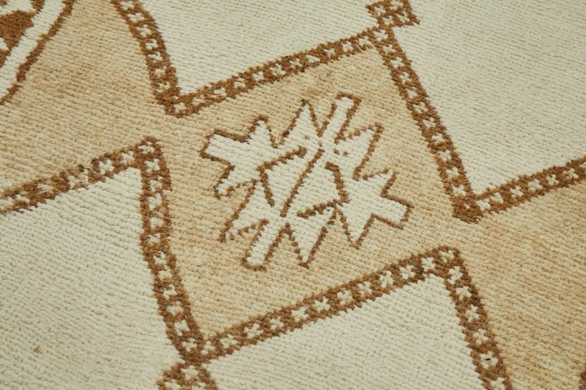 Herki Eskitme Bej Pamuk Üzerine Yün El Dokuma Halı-100x340 - Görsel 5