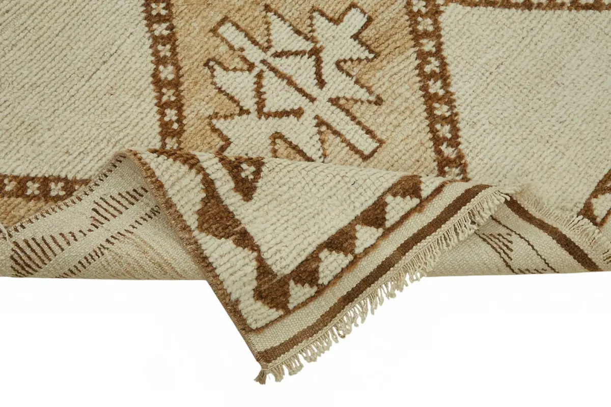 Herki Eskitme Bej Pamuk Üzerine Yün El Dokuma Halı-100x340 - Görsel 6