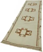 Herki Eskitme Bej Pamuk Üzerine Yün El Dokuma Halı-090x350 - Görsel 3