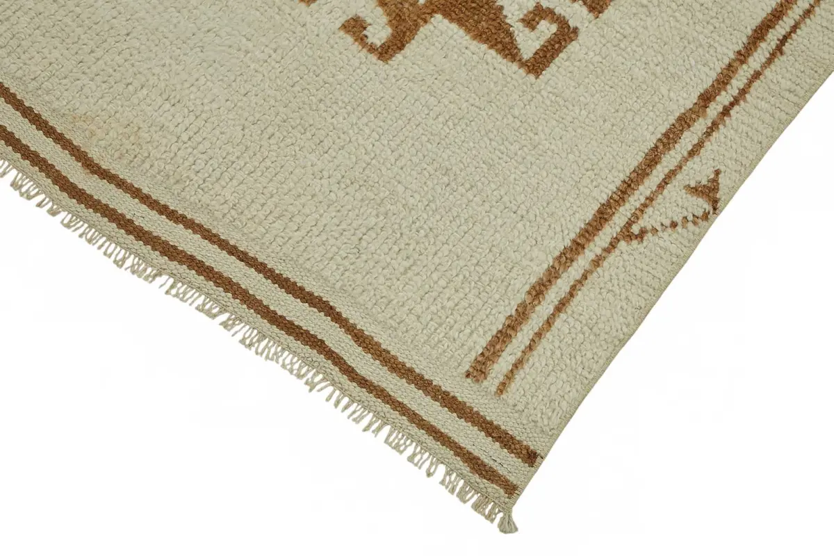 Herki Eskitme Bej Pamuk Üzerine Yün El Dokuma Halı-090x350 - Görsel 4