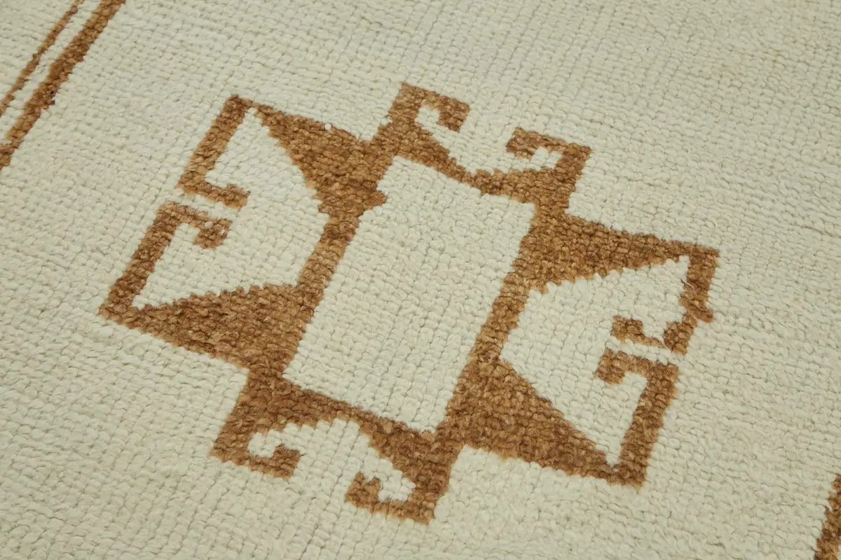 Herki Eskitme Bej Pamuk Üzerine Yün El Dokuma Halı-090x350 - Görsel 5