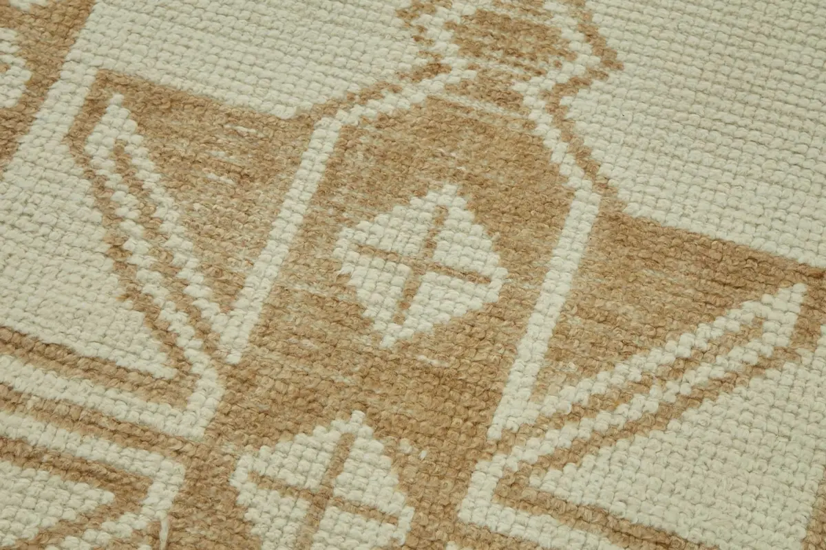 Herki Eskitme Bej Pamuk Üzerine Yün El Dokuma Halı-096x340 - Görsel 5