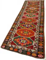 Herki Eskitme Multi Pamuk Üzerine Yün El Dokuma Halı-084x298 - Görsel 3