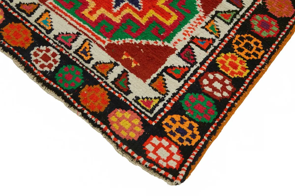 Herki Eskitme Multi Pamuk Üzerine Yün El Dokuma Halı-084x298 - Görsel 4