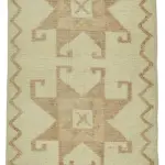 Herki Eskitme Bej Pamuk Üzerine Yün El Dokuma Halı-093x345