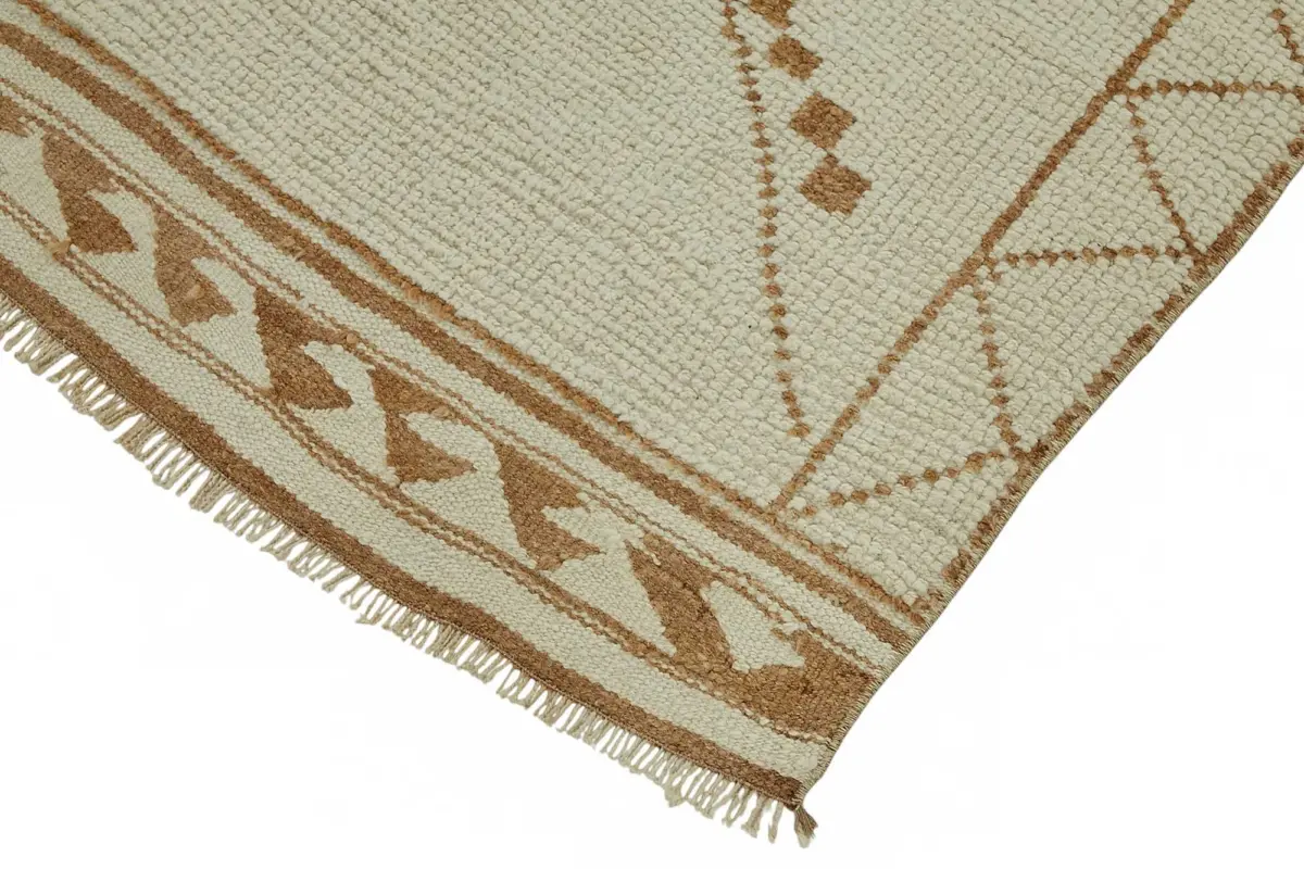 Herki Eskitme Bej Pamuk Üzerine Yün El Dokuma Halı-096x336 - Görsel 4