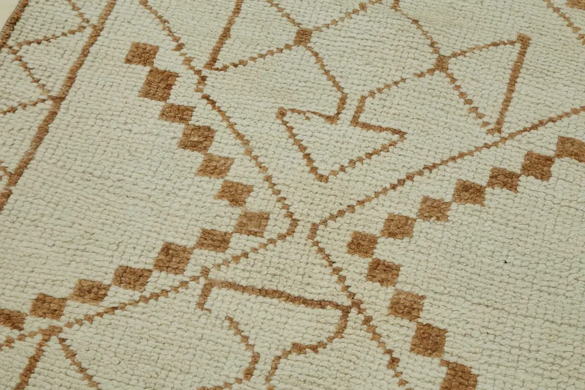 Herki Eskitme Bej Pamuk Üzerine Yün El Dokuma Halı-096x336 - Görsel 5