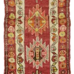 Herki Eskitme Kırmızı Pamuk Üzerine Yün El Dokuma Halı-090x333