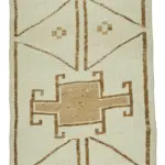 Herki Eskitme Bej Pamuk Üzerine Yün El Dokuma Halı-087x393