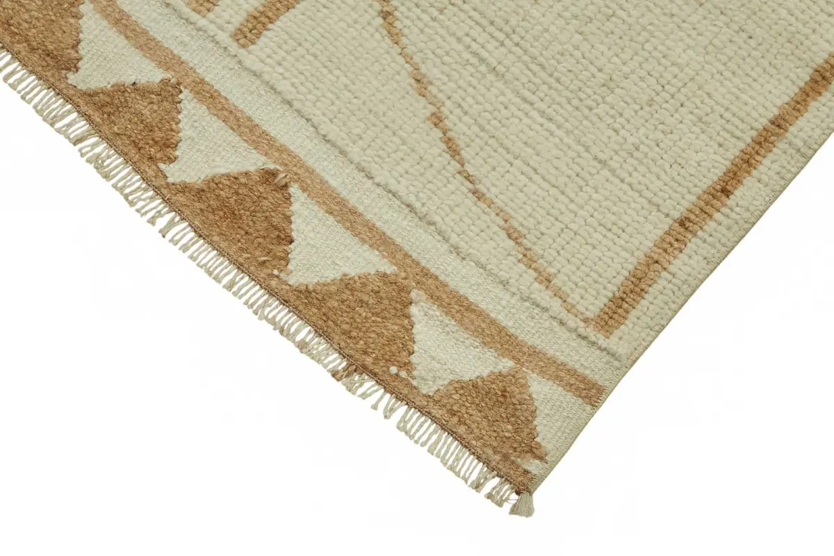 Herki Eskitme Bej Pamuk Üzerine Yün El Dokuma Halı-087x393 - Görsel 4