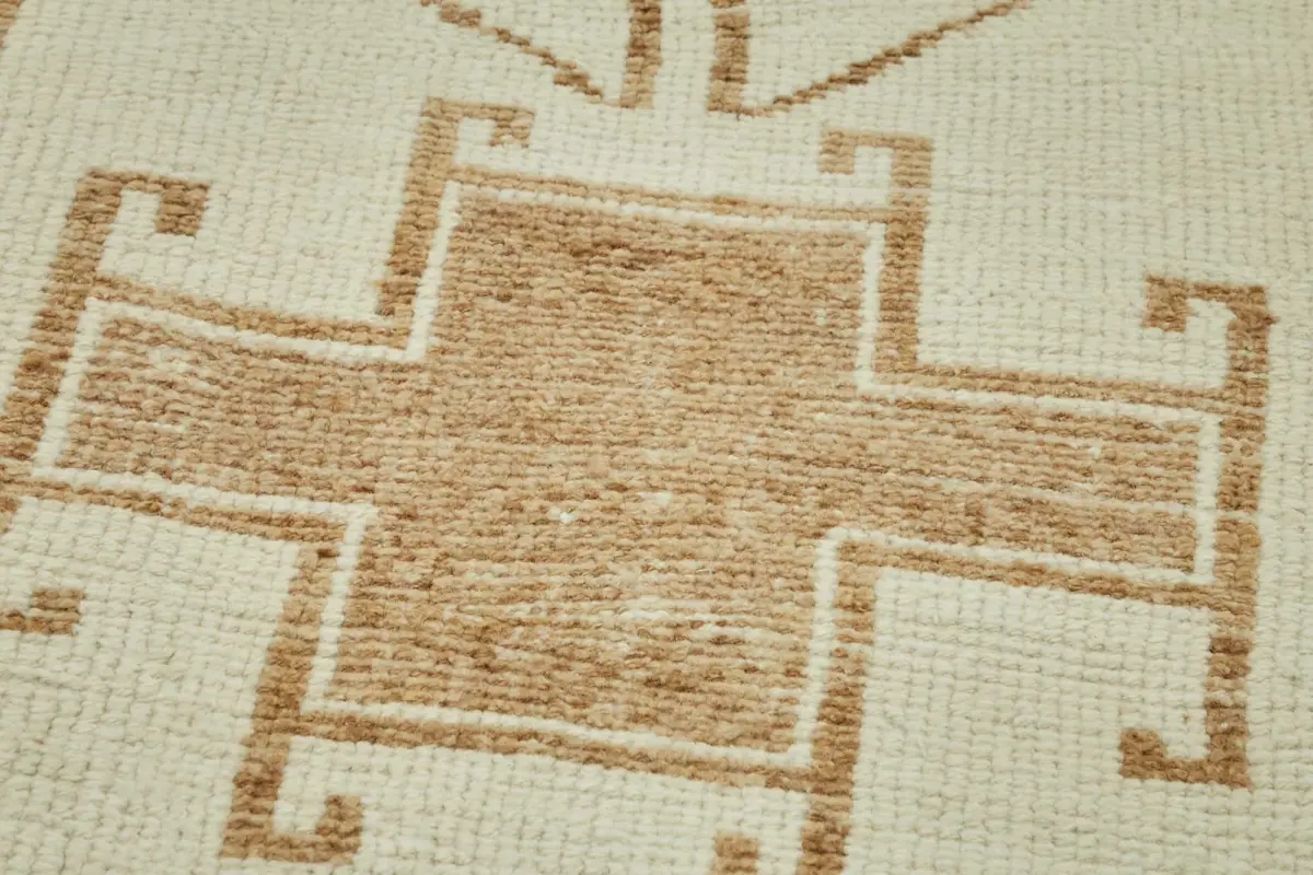 Herki Eskitme Bej Pamuk Üzerine Yün El Dokuma Halı-087x393 - Görsel 5