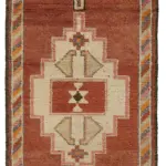 Herki Eskitme Kırmızı Pamuk Üzerine Yün El Dokuma Halı-090x365