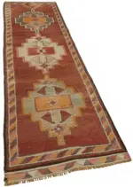 Herki Eskitme Kırmızı Pamuk Üzerine Yün El Dokuma Halı-090x365 - Görsel 2