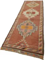 Herki Eskitme Kırmızı Pamuk Üzerine Yün El Dokuma Halı-090x365 - Görsel 3