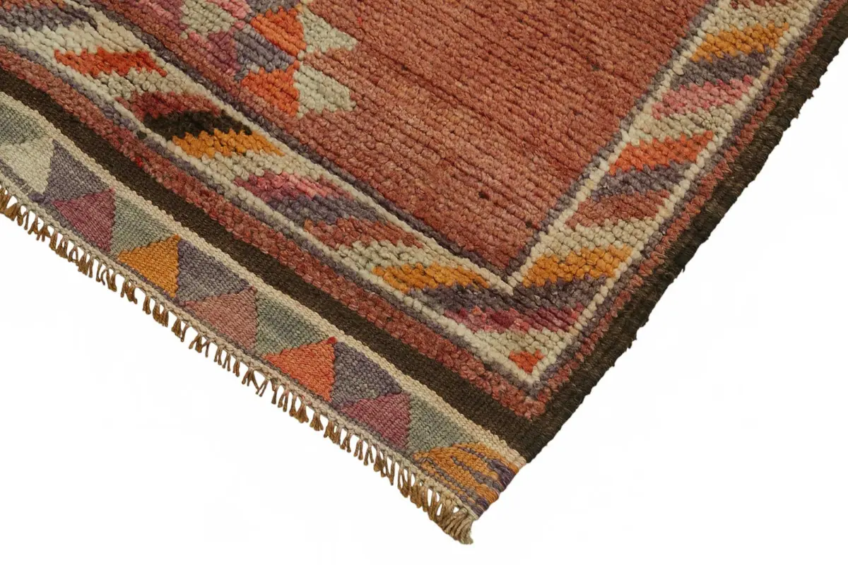 Herki Eskitme Kırmızı Pamuk Üzerine Yün El Dokuma Halı-090x365 - Görsel 4