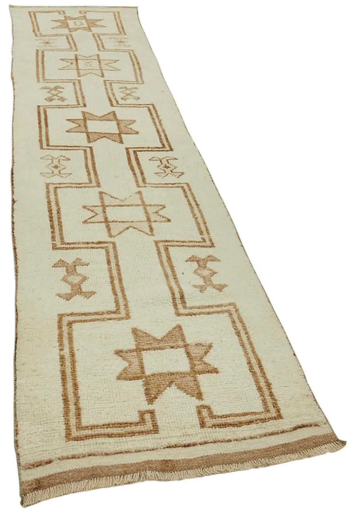 Herki Eskitme Bej Pamuk Üzerine Yün El Dokuma Halı-092x405 - Görsel 2