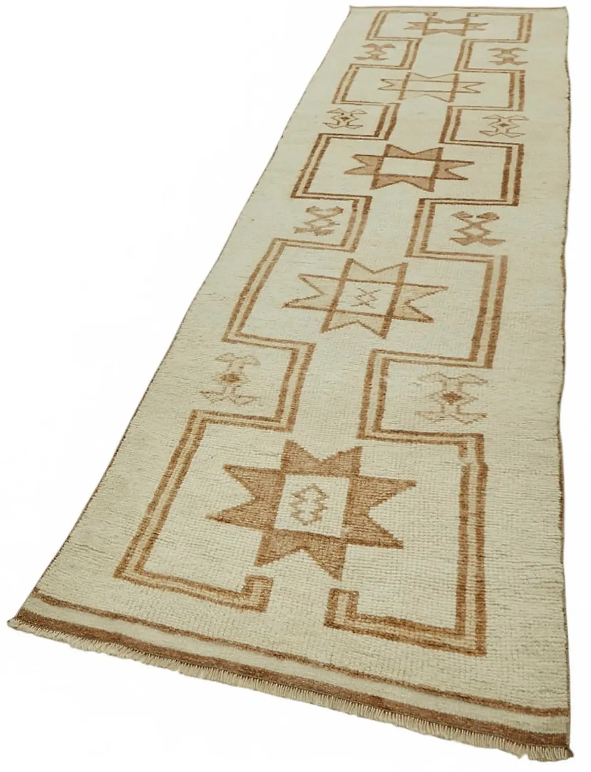 Herki Eskitme Bej Pamuk Üzerine Yün El Dokuma Halı-092x405 - Görsel 3