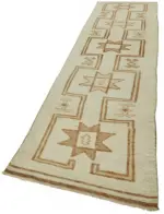 Herki Eskitme Bej Pamuk Üzerine Yün El Dokuma Halı-092x405 - Görsel 3