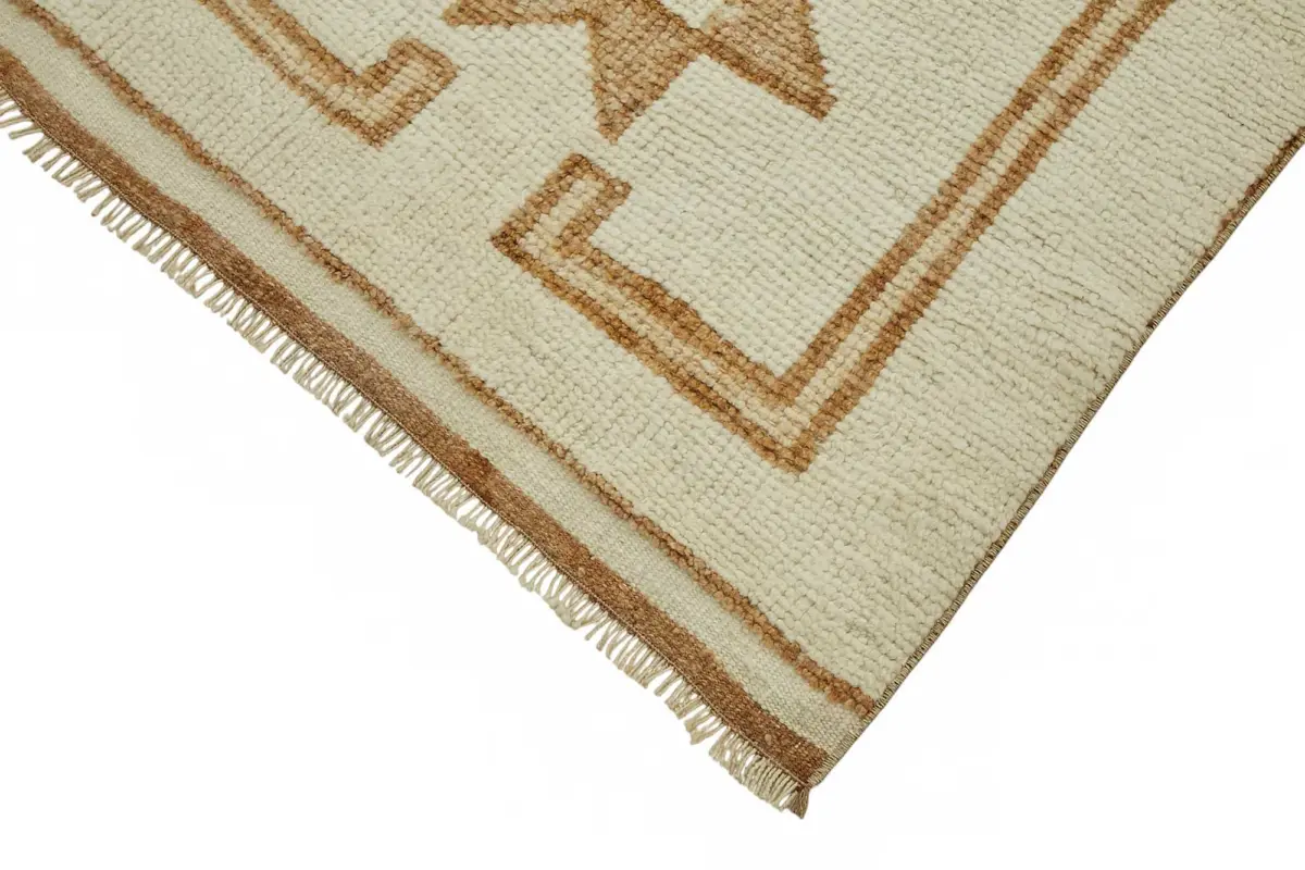 Herki Eskitme Bej Pamuk Üzerine Yün El Dokuma Halı-092x405 - Görsel 4