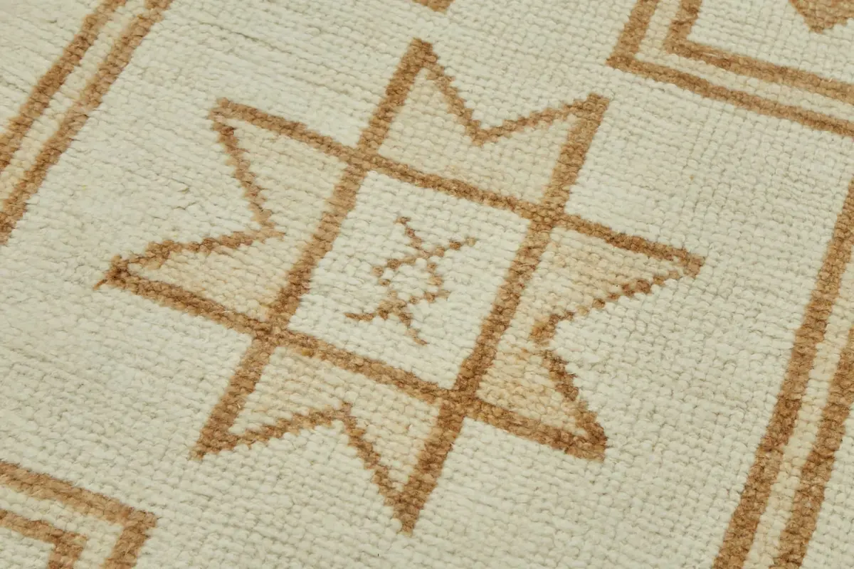 Herki Eskitme Bej Pamuk Üzerine Yün El Dokuma Halı-092x405 - Görsel 5