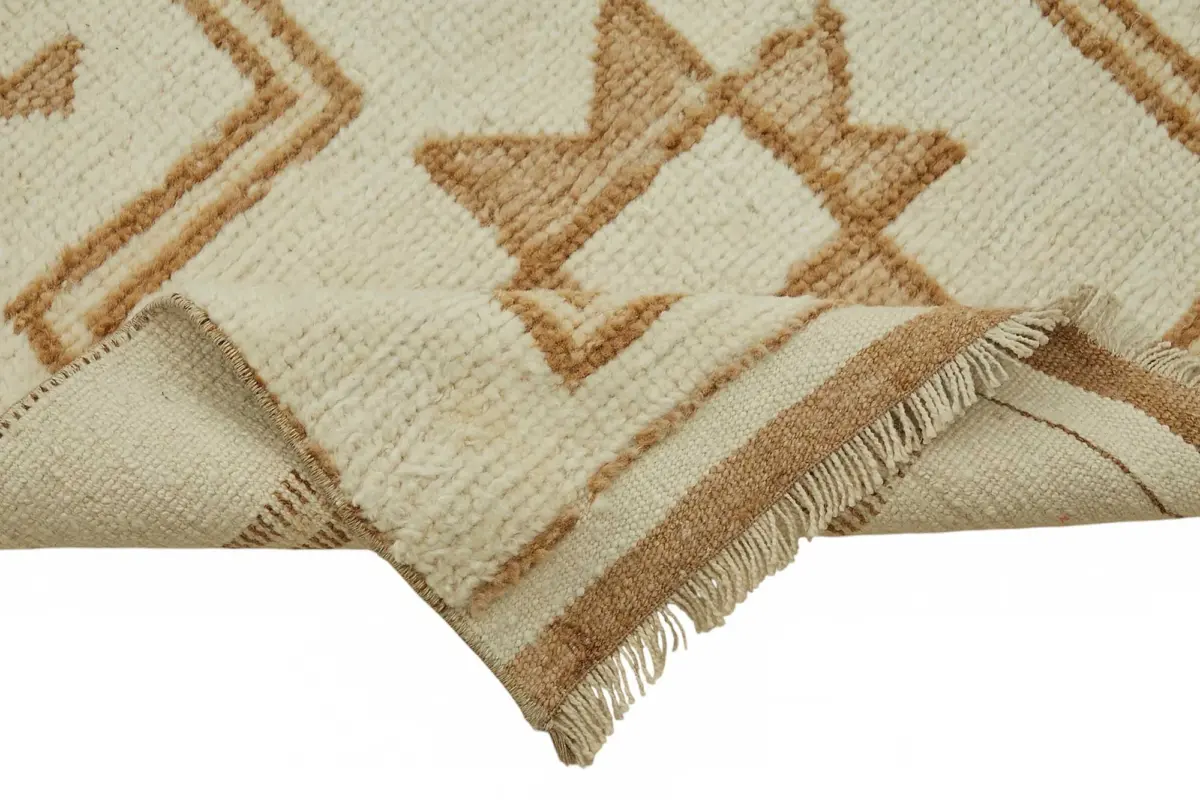 Herki Eskitme Bej Pamuk Üzerine Yün El Dokuma Halı-092x405 - Görsel 6