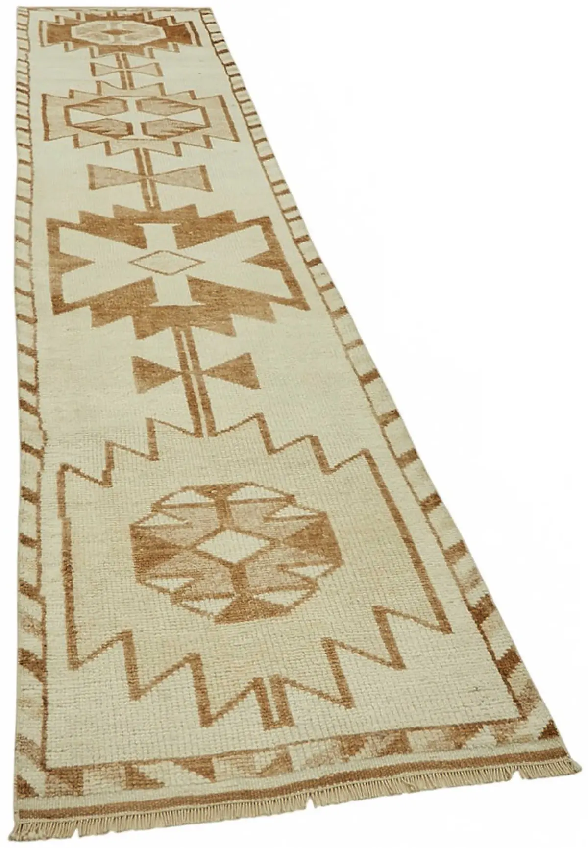 Herki Eskitme Bej Pamuk Üzerine Yün El Dokuma Halı-084x402 - Görsel 2