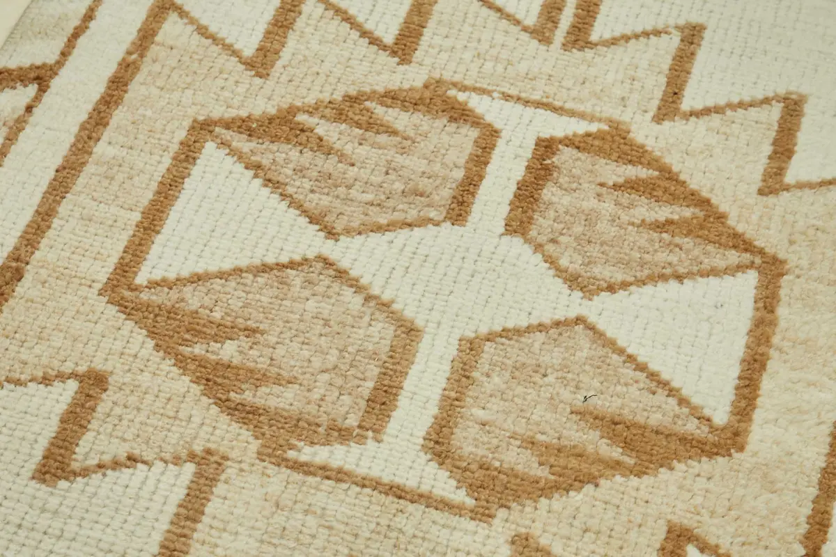 Herki Eskitme Bej Pamuk Üzerine Yün El Dokuma Halı-084x402 - Görsel 5