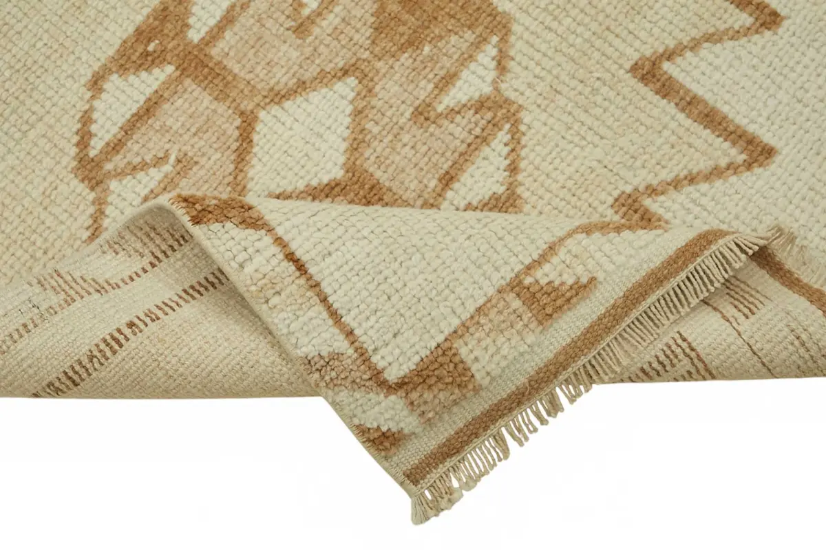 Herki Eskitme Bej Pamuk Üzerine Yün El Dokuma Halı-084x402 - Görsel 6