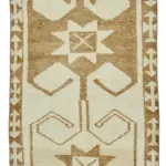 Herki Eskitme Bej Pamuk Üzerine Yün El Dokuma Halı-100x375