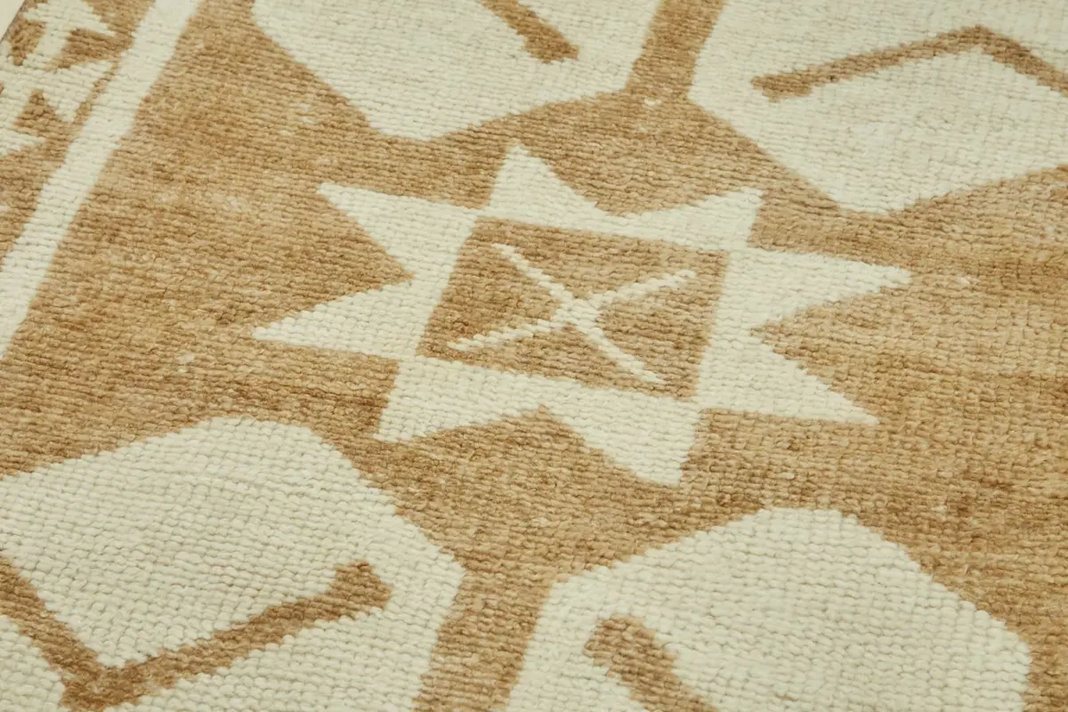 Herki Eskitme Bej Pamuk Üzerine Yün El Dokuma Halı-100x375 - Görsel 5