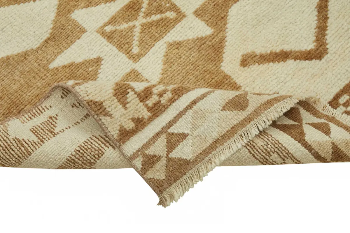 Herki Eskitme Bej Pamuk Üzerine Yün El Dokuma Halı-100x375 - Görsel 6